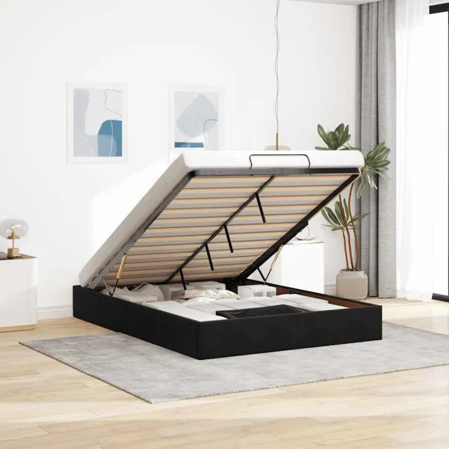 vidaXL Ottoman bedframe zonder matras 140x190 cm fluweel zwart