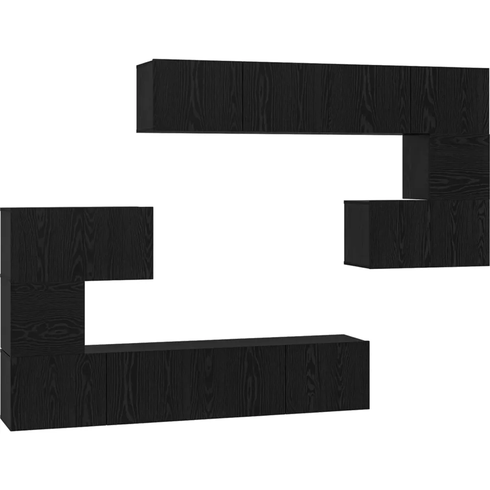 vidaXL Tv-meubelset 8 st 80 x 30 x 30 cm Zwart Eiken