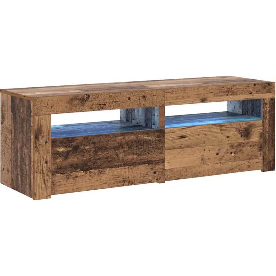 vidaXL Tv-meubel met LED 120x35x40 cm bewerkt hout oud hout Bruin