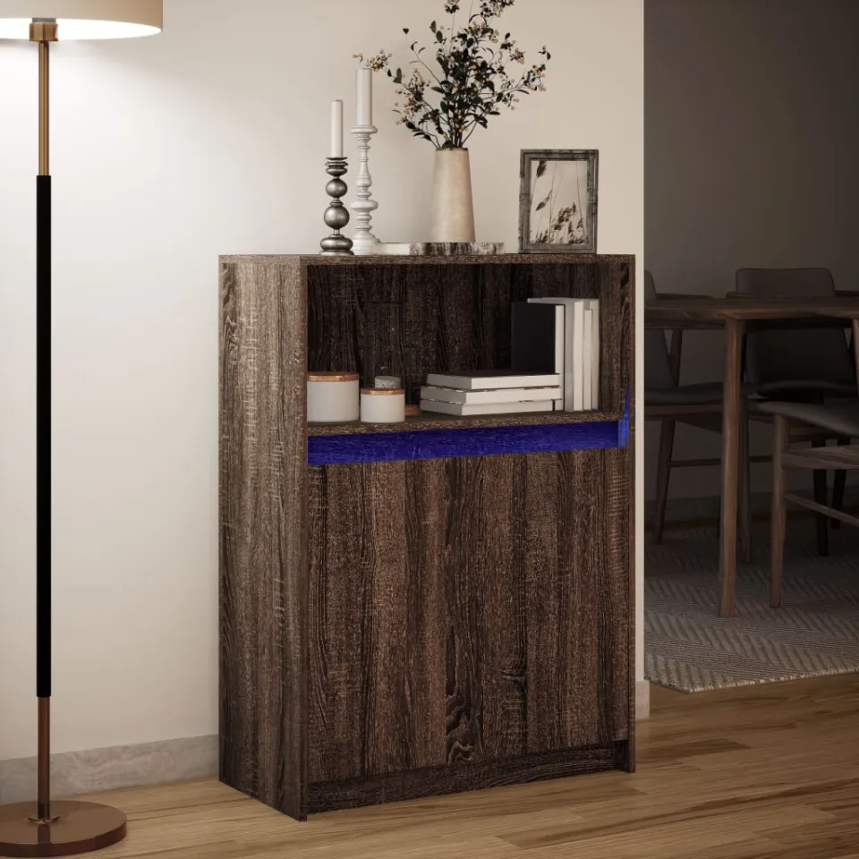 vidaXL Dressoir met LED 72x34x100 cm bewerkt hout bruin eikenkleur, foto 4