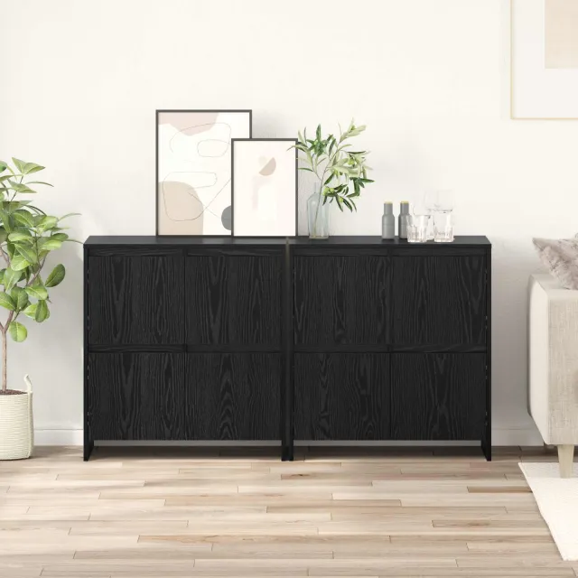 vidaXL Dressoirs 2 st Zwart eiken 70 x 41 x 75 cm Bewerkt hout, foto 2