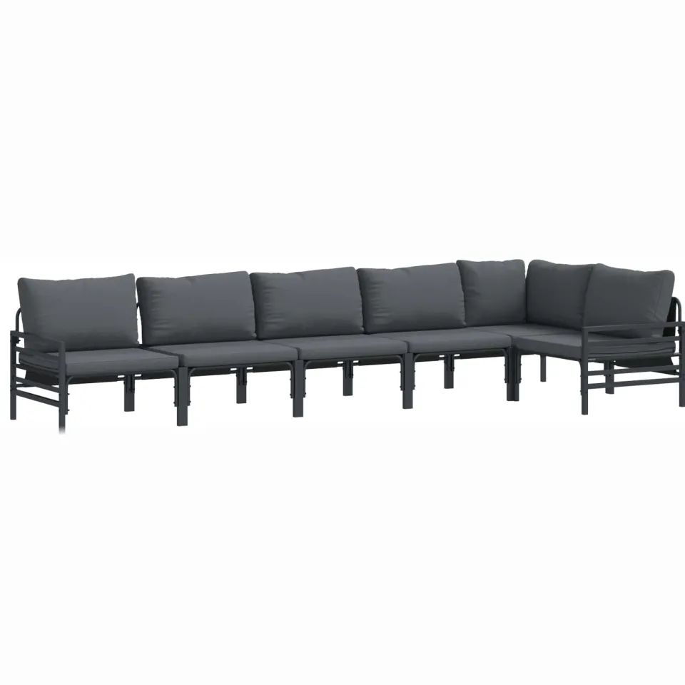 vidaXL Tuinbankenset 6 st Zwart Staal Anthraciet