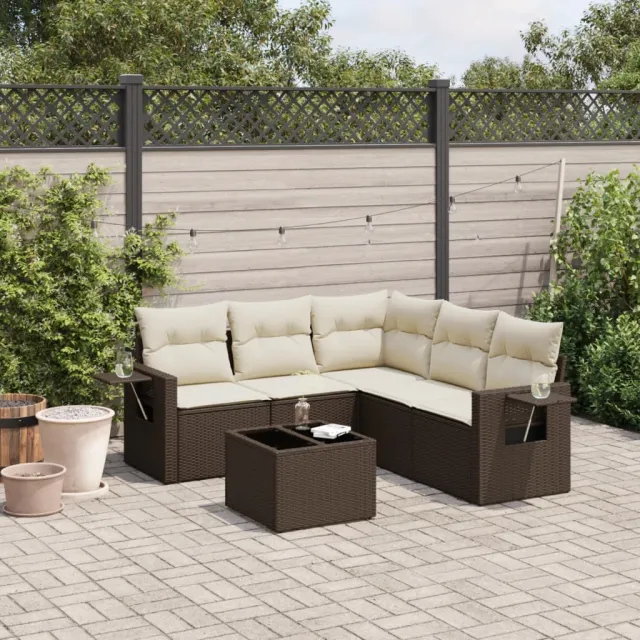 vidaXL 6-delige Loungeset met kussens poly rattan bruin, foto 2