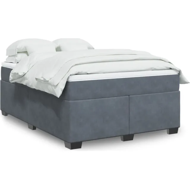 vidaXL Boxspring met matras fluweel donkergrijs 160x200 cm grijs