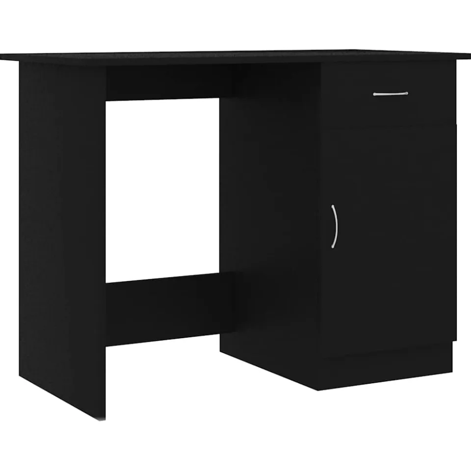 vidaXL Bureau 100x50x76 cm bewerkt hout zwart