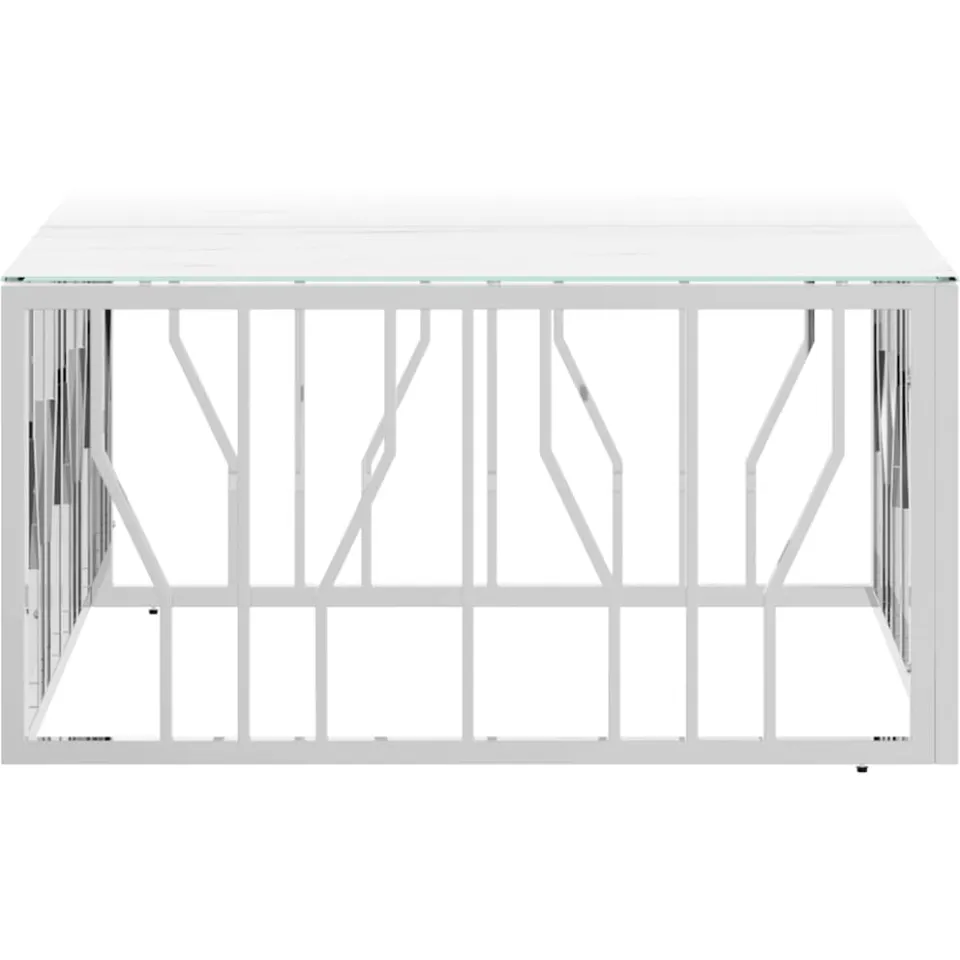 vidaXL Salontafel 80x80x40 cm roestvrij staal en glas zilverkleurig