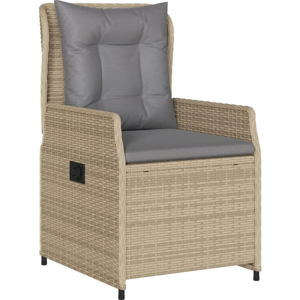 vidaXL 3-delige Tuinset met kussens poly rattan beige