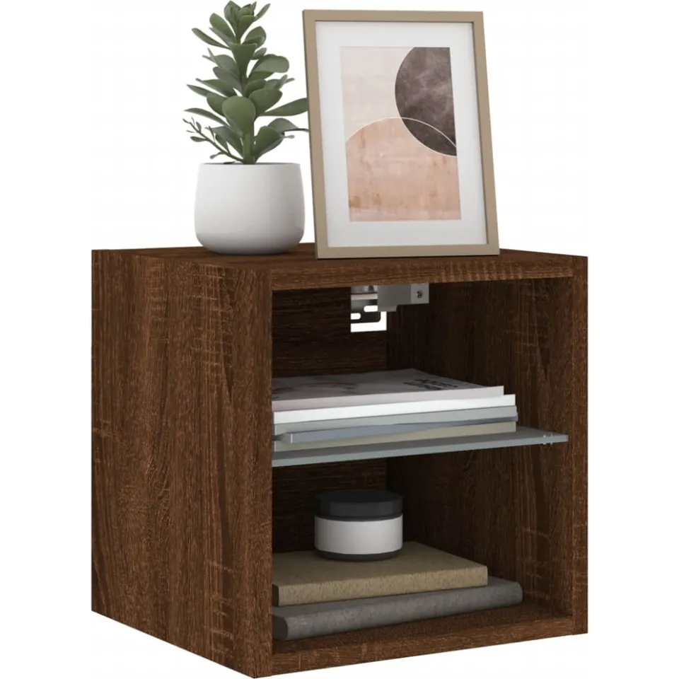 vidaXL Tv-wandmeubels met LED 2 st 30x28,5x30 cm bruin eikenkleur