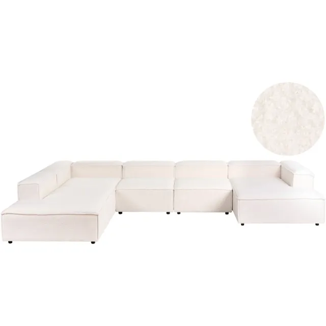 Beliani ARDAL- Hoekbank 5-zits - Off-white - Rechtszijdig - Bouclé Wit