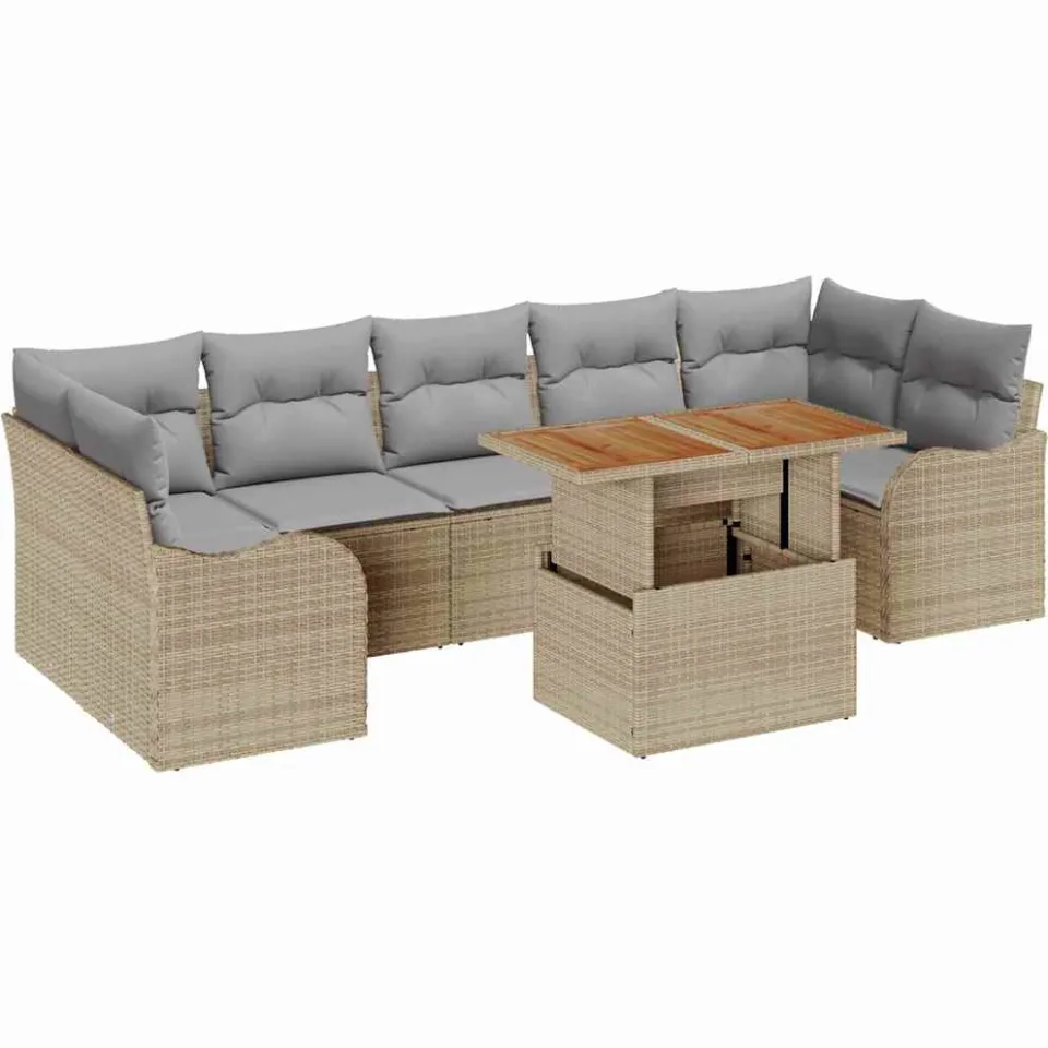 vidaXL Tuin Sofa Set 8 st Beige Poly riet