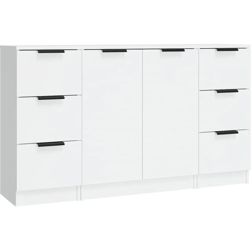 vidaXL Dressoirs 3 st bewerkt hout wit