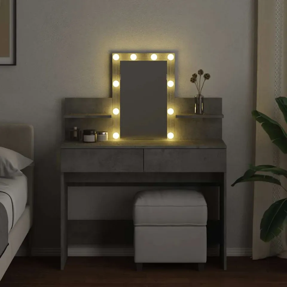 vidaXL Kaptafel met LED-verlichting 100x40x130 cm betongrijs grijs, foto 3