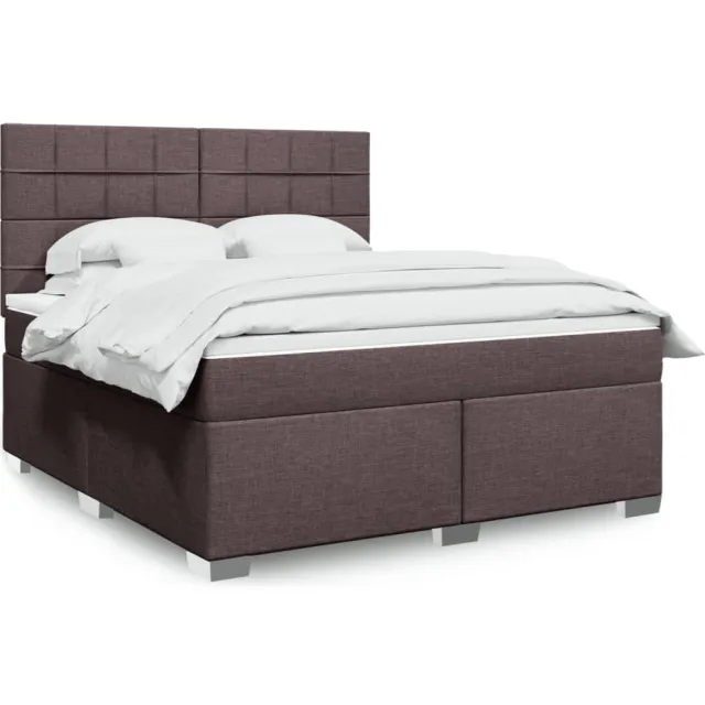 vidaXL Boxspring met matras stof donkerbruin 180x200 cm bruin