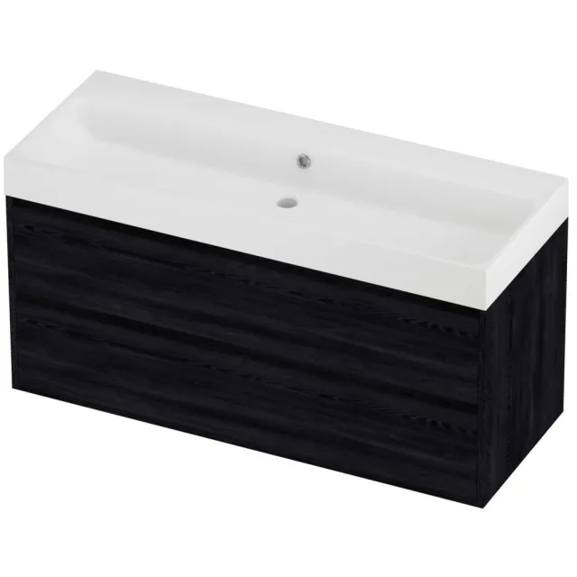 Proline Podium Badmeubelset Polystone Loft 120x46x62 cm Mat White Black Oak Eiken