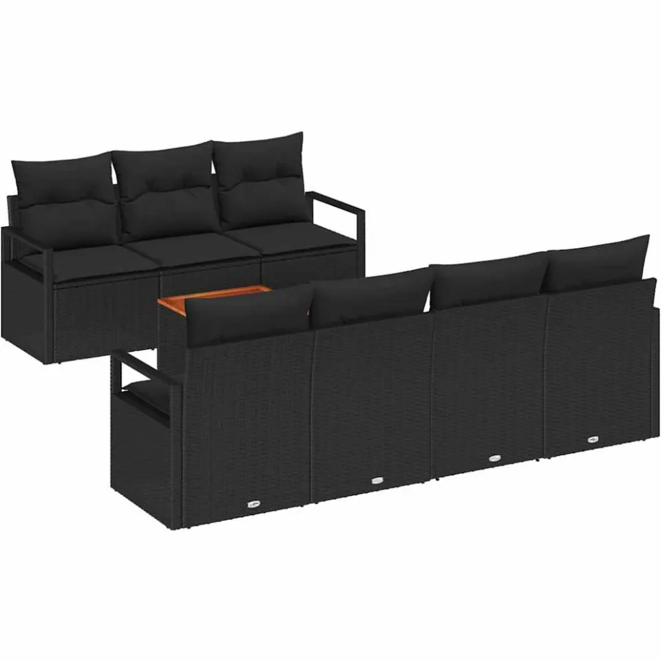 vidaXL Tuinbankenset 8 st Zwart poly rattan