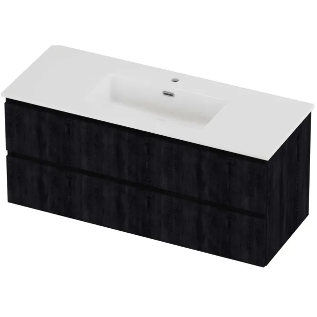 Proline Tribute Badmeubelset Porselein Elegant 1 Kraangat 120x46x54 cm Glans Wit Charcoal Oak Eiken