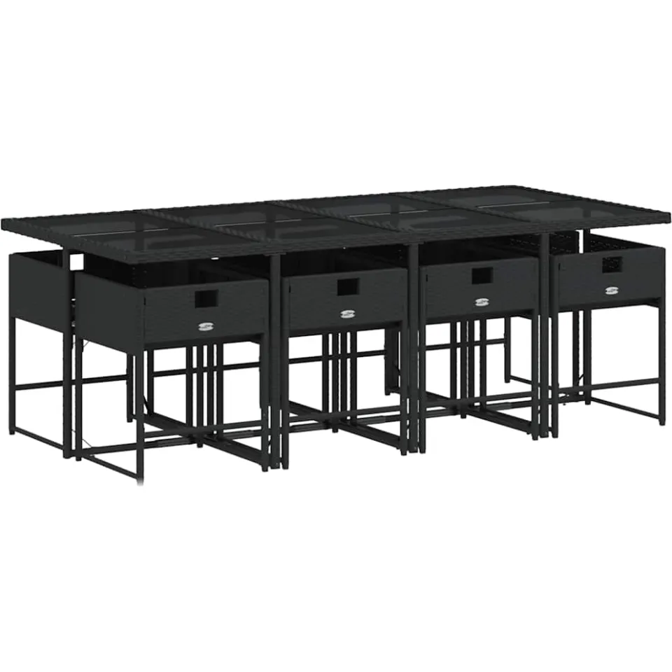vidaXL 9-delige Tuinset poly rattan zwart, foto 4