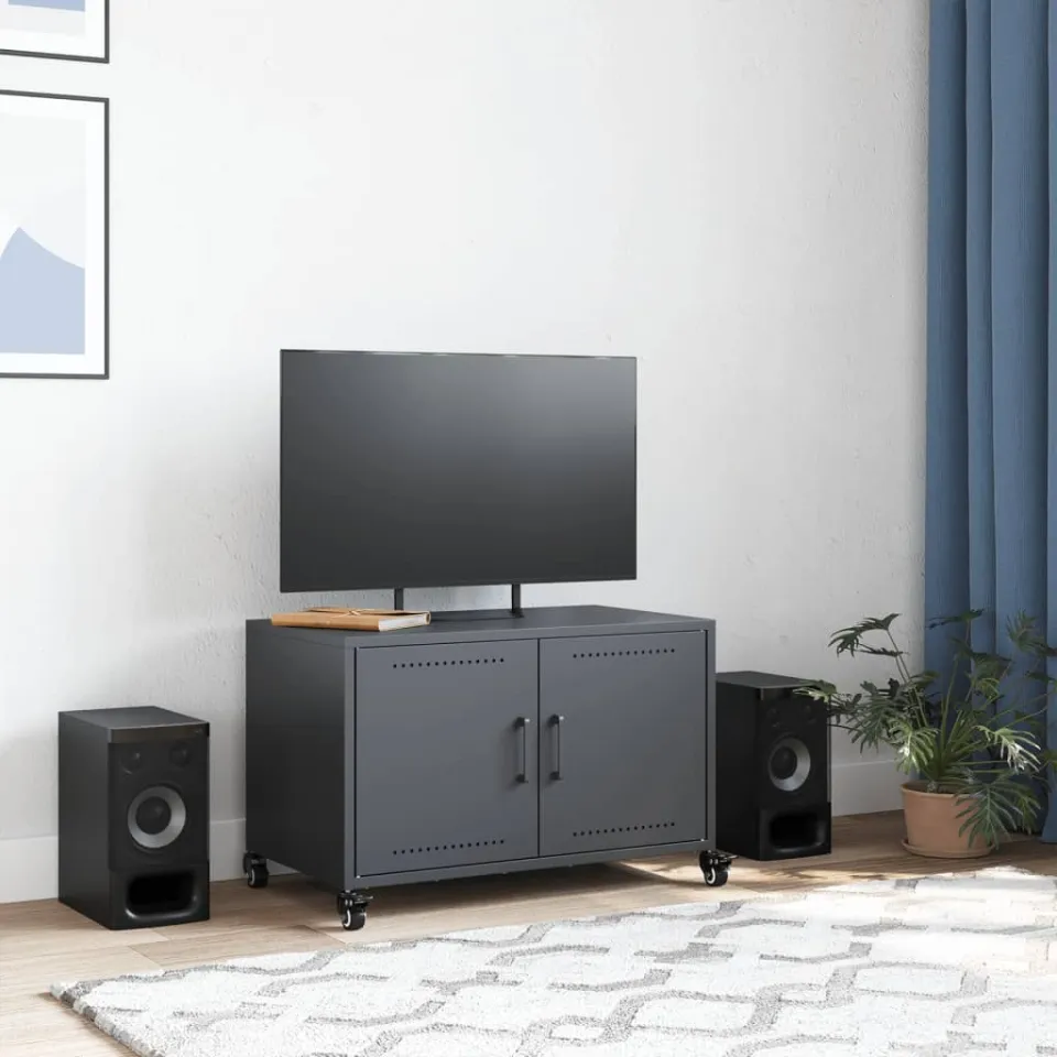 vidaXL Tv-meubel 68x39x43,5 cm staal antracietkleurig, foto 3
