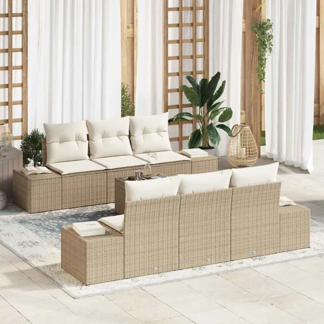 vidaXL Tuin Sofa Set 7 st Beige poly rattan, foto 2