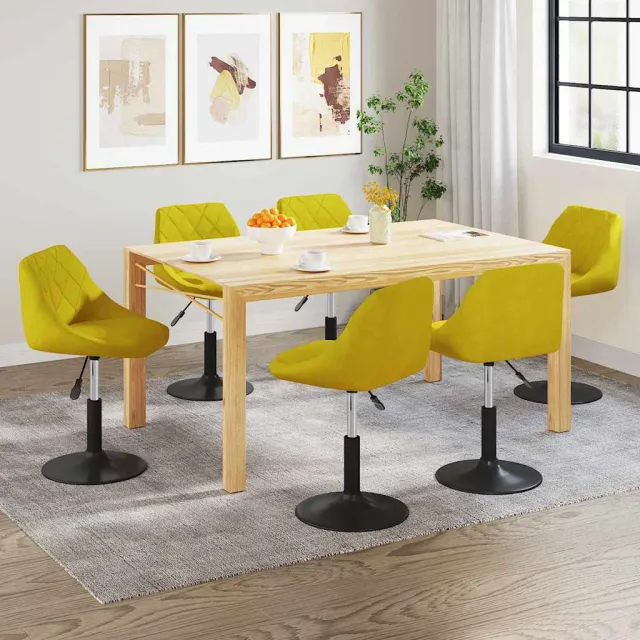 vidaXL Eetkamerstoelen draaibaar 6 st fluweel mosterdgeel