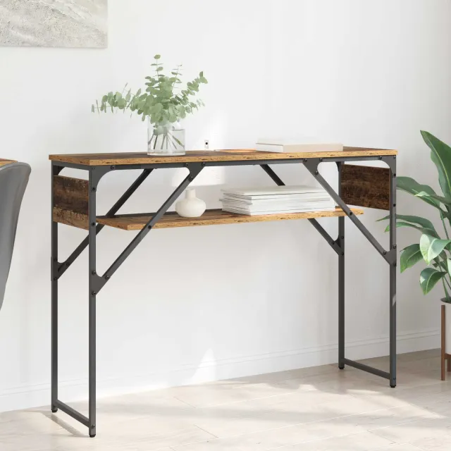 vidaXL Consoletafel Oud Hout Bewerkt hout 105x30x75cm bruin, foto 2