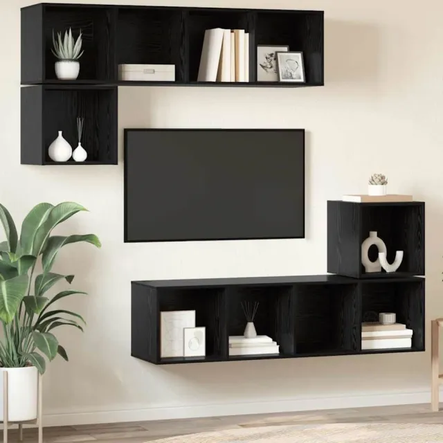 vidaXL Tv-meubelset 4 st 37 x 37 x 142,5 cm Zwart Eiken, foto 2