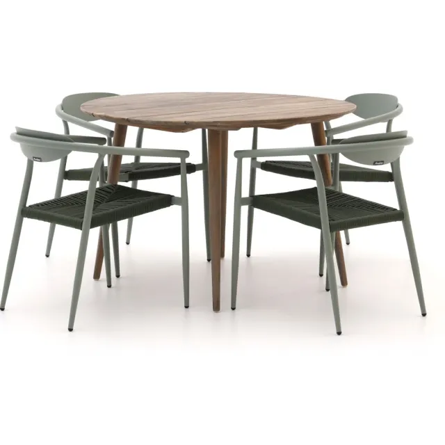 Manifesto Furniture Manifesto Cavone/ROUGH-K ø 115cm dining tuinset 5-delig stapelbaar Bruin