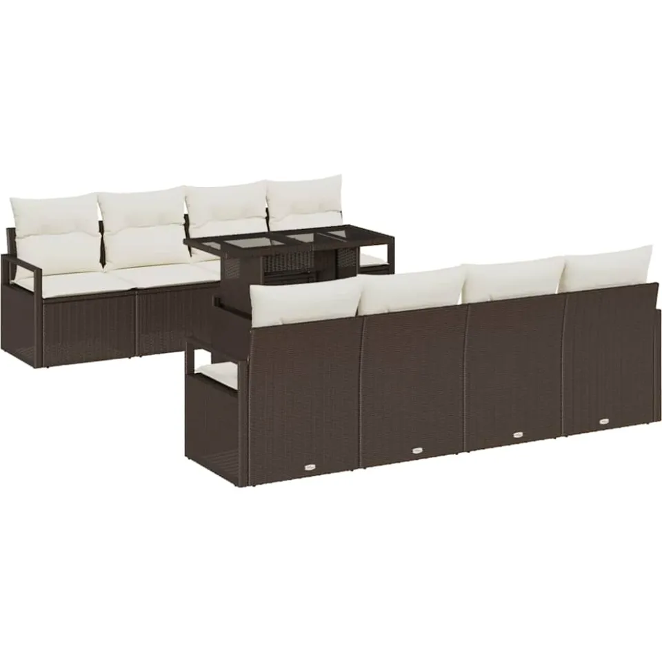 vidaXL Tuin Sofa Set 9 st Bruin Poly riet, foto 3