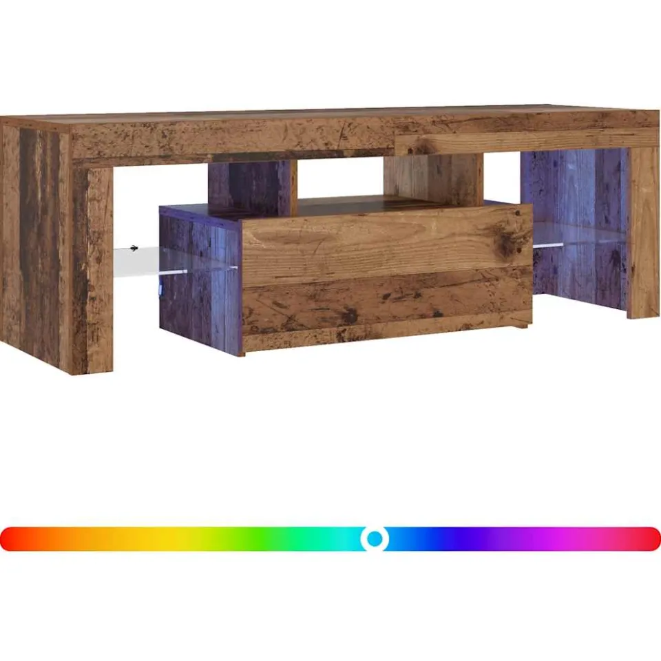 vidaXL Tv-meubel met LED 120x36,5x40 cm bewerkt hout oud hout Bruin