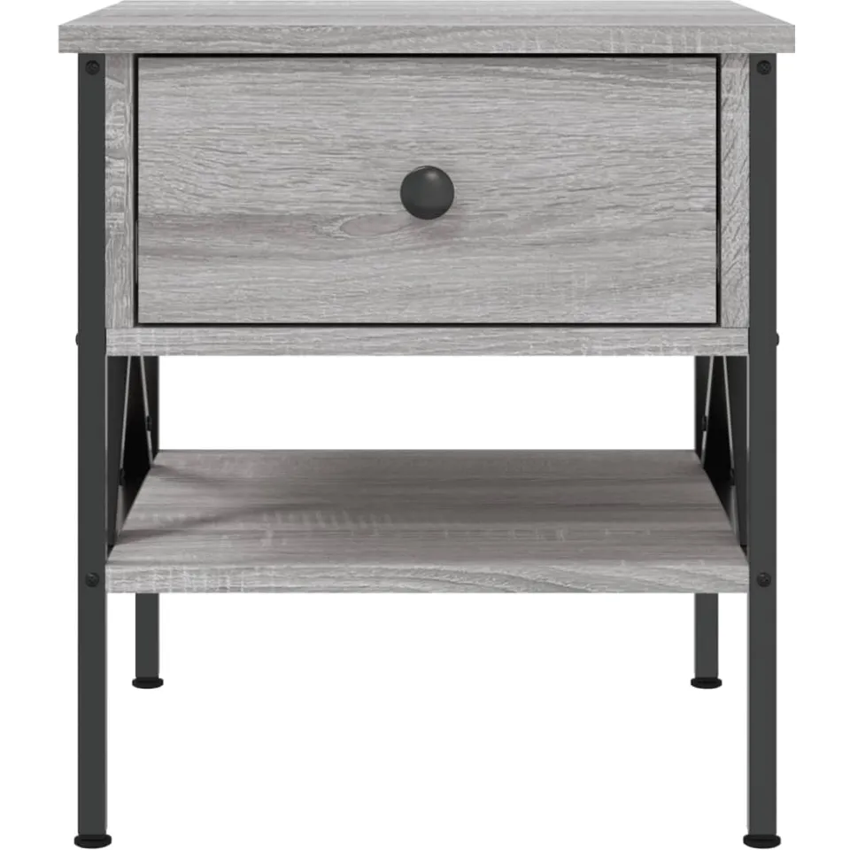 vidaXL Nachtkastjes 2 st 40x42x45 cm bewerkt hout grijs sonoma eiken, foto 4