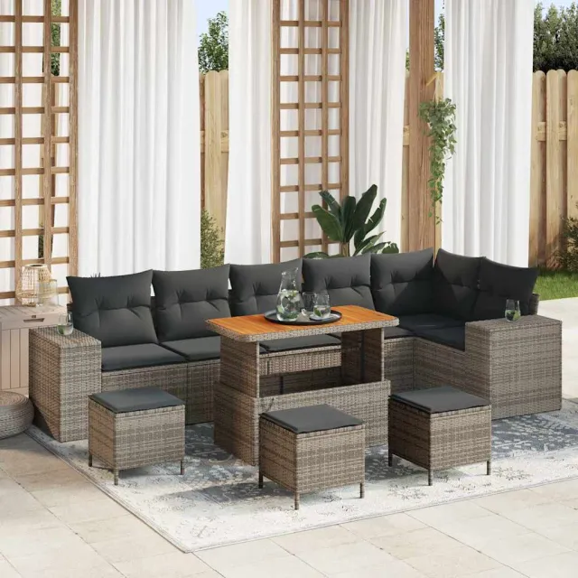 vidaXL Tuin Sofa Set 10 st Grijs poly rattan