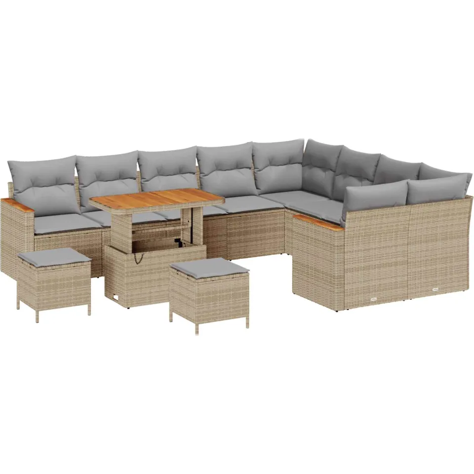 vidaXL Tuinbankenset 12 st Beige poly rattan