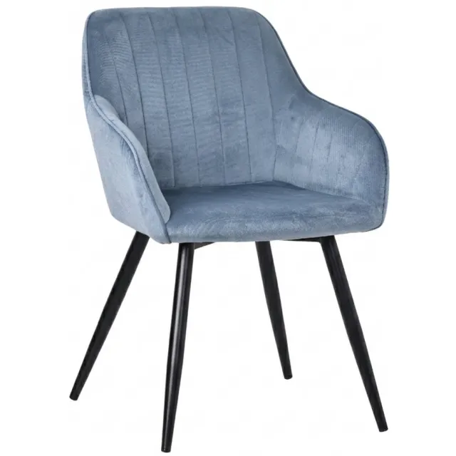 HOMAVO Eetkamerstoelen YZ5 – Set van 6 – Armleuningen – Velvet – 58×63×81 cm – Blauw