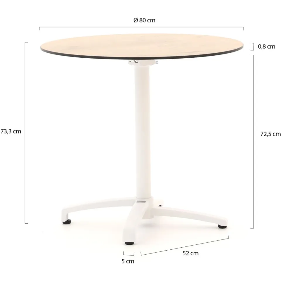 Bellagio tuinmeubelen Bellagio Canzo klaptafel ø 80cm (h:73cm) bruin, foto 2