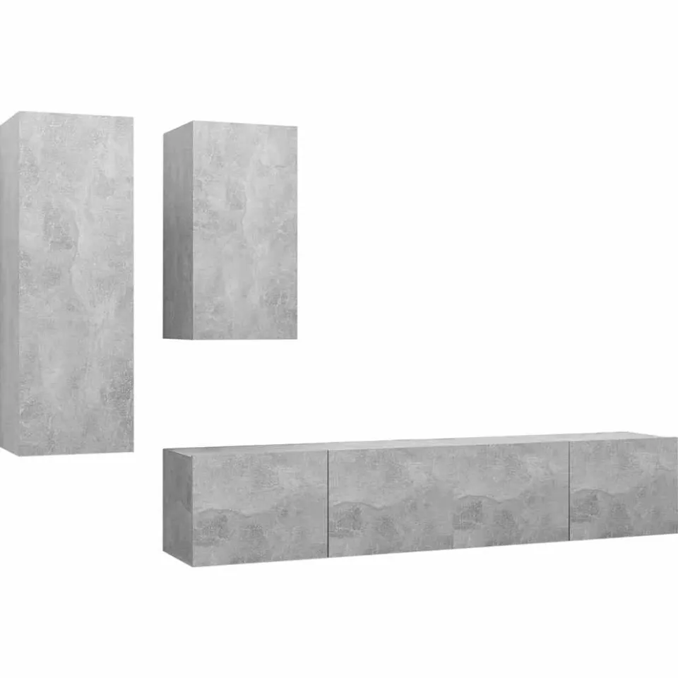 vidaXL 4-delige Tv-meubelset bewerkt hout betongrijs grijs, foto 3