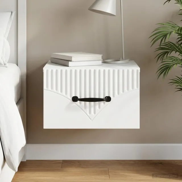 vidaXL Wandbeugel Bedkast Wit 34,5 x 33 x 20 cm Bewerkt hout, foto 2