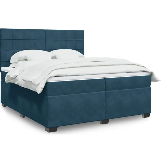 vidaXL Boxspring met matras fluweel blauw 200x200 cm