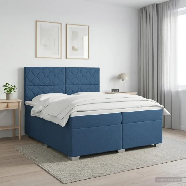 vidaXL Boxspringbed met matras Blauw 200 x 200 cm Stof