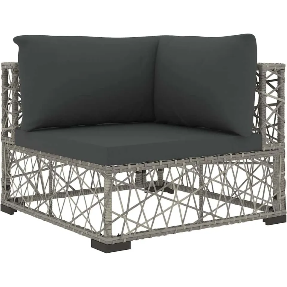 vidaXL 10-delige Loungeset met kussens poly rattan grijs, foto 3