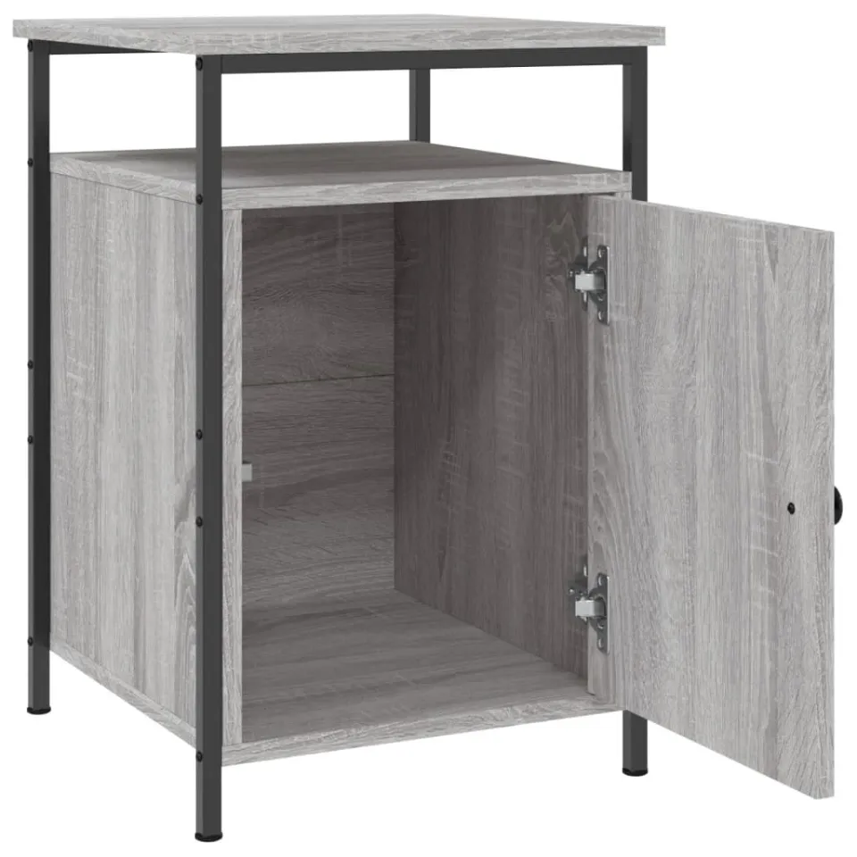 vidaXL Nachtkastjes 2 st 40x42x60 cm bewerkt hout grijs sonoma eiken, foto 4