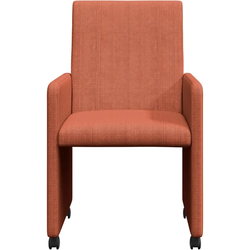 vidaXL Eetkamerstoelen met Wieltjes 2 st Katoenen stof Rood-oranje, foto 4
