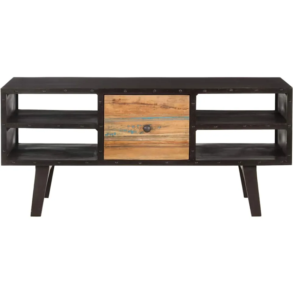 vidaXL Salontafel 100x50x45 cm massief gerecycled hout zwart, foto 2
