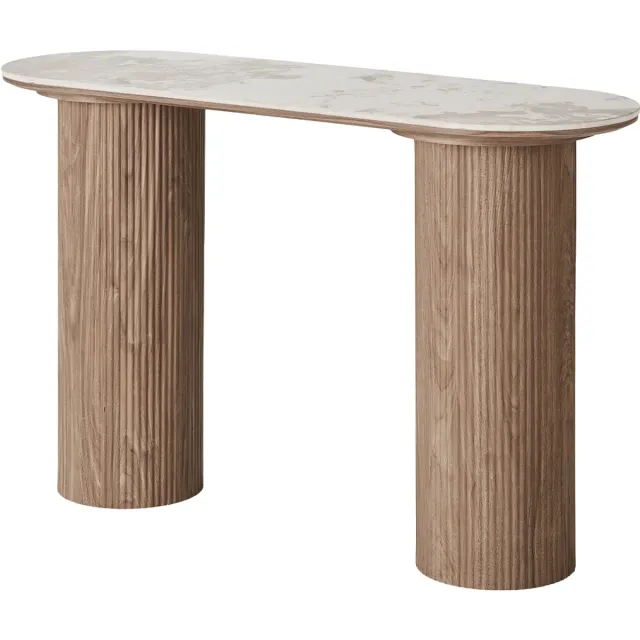 Artichok Ronda Houten Sidetable Bruin - Met keramieken Blad - Woonkamer - Scandinavisch - Japandi - 120 x 78 cm