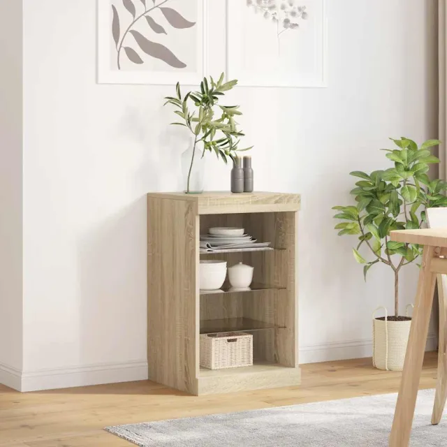 vidaXL Dressoir met LED-verlichting 41x37x67 cm sonoma eikenkleurig Bruin
