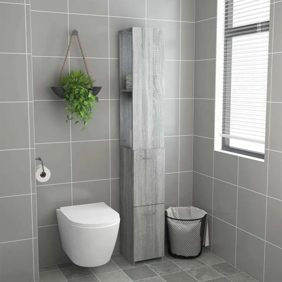vidaXL Badkamerkast 25x26,5x170cm bewerkt hout grijs sonoma eikenkleur, foto 3