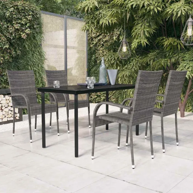 vidaXL 5-delige Tuinset grijs en zwart, foto 2