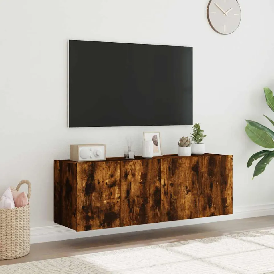 vidaXL Tv-wandmeubels met LED 2 st 60x35x41 cm gerookt eikenkleurig, foto 3