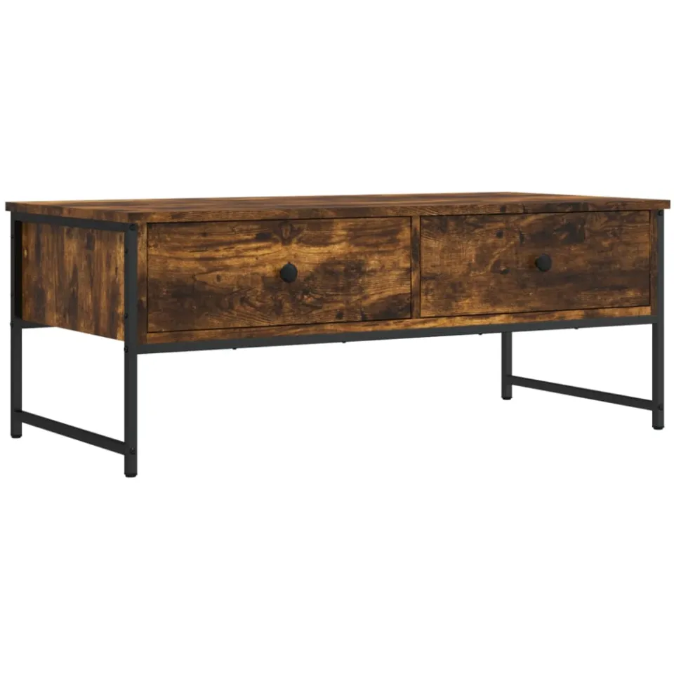 vidaXL Salontafel 101x49x39,5 cm bewerkt hout gerookt eikenkleurig Bruin