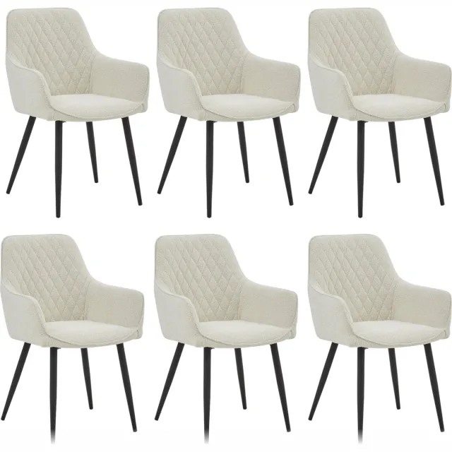 Colenis Beverly Eetkamerstoel - Set Van 6 - Wit - Bouclé