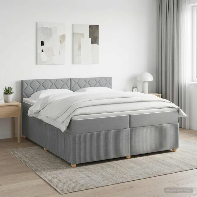vidaXL Boxspringbed met matras Lichtgrijs 200 x 200 cm Stof